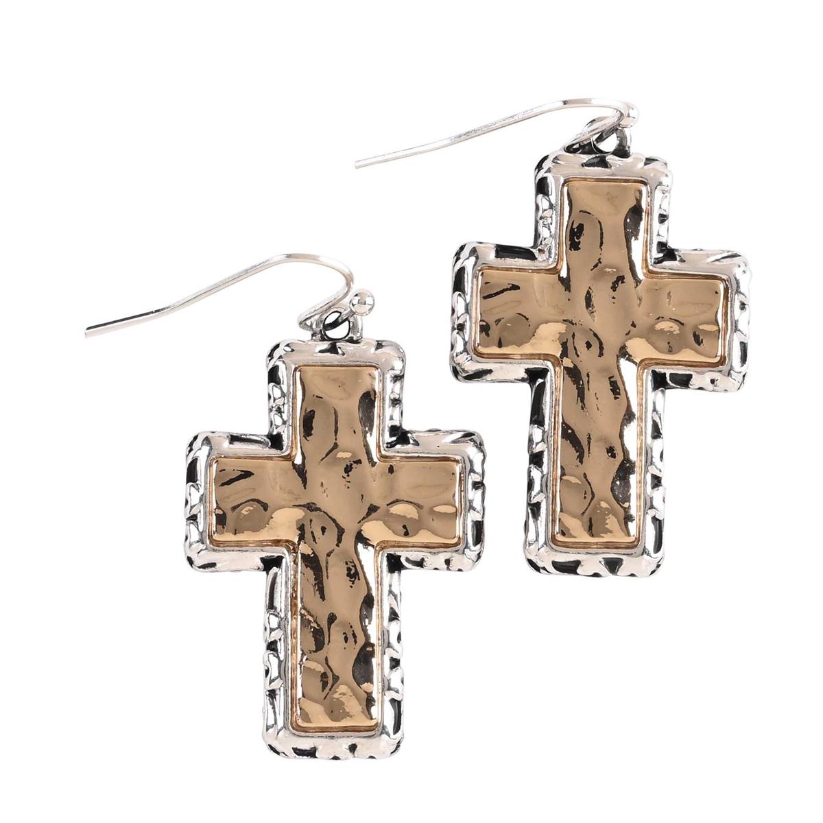 Earrings Filigree Box 2Tone Crosses by Dicksons