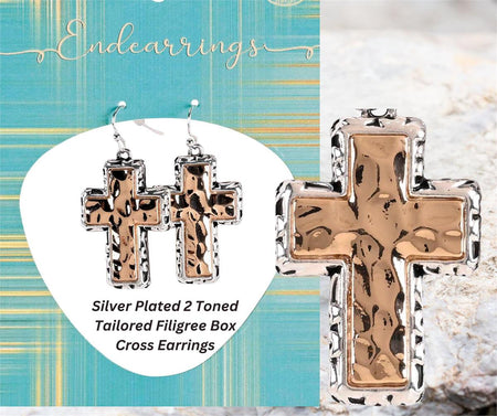 Earrings Filigree Box 2Tone Crosses by Dicksons, product view 3