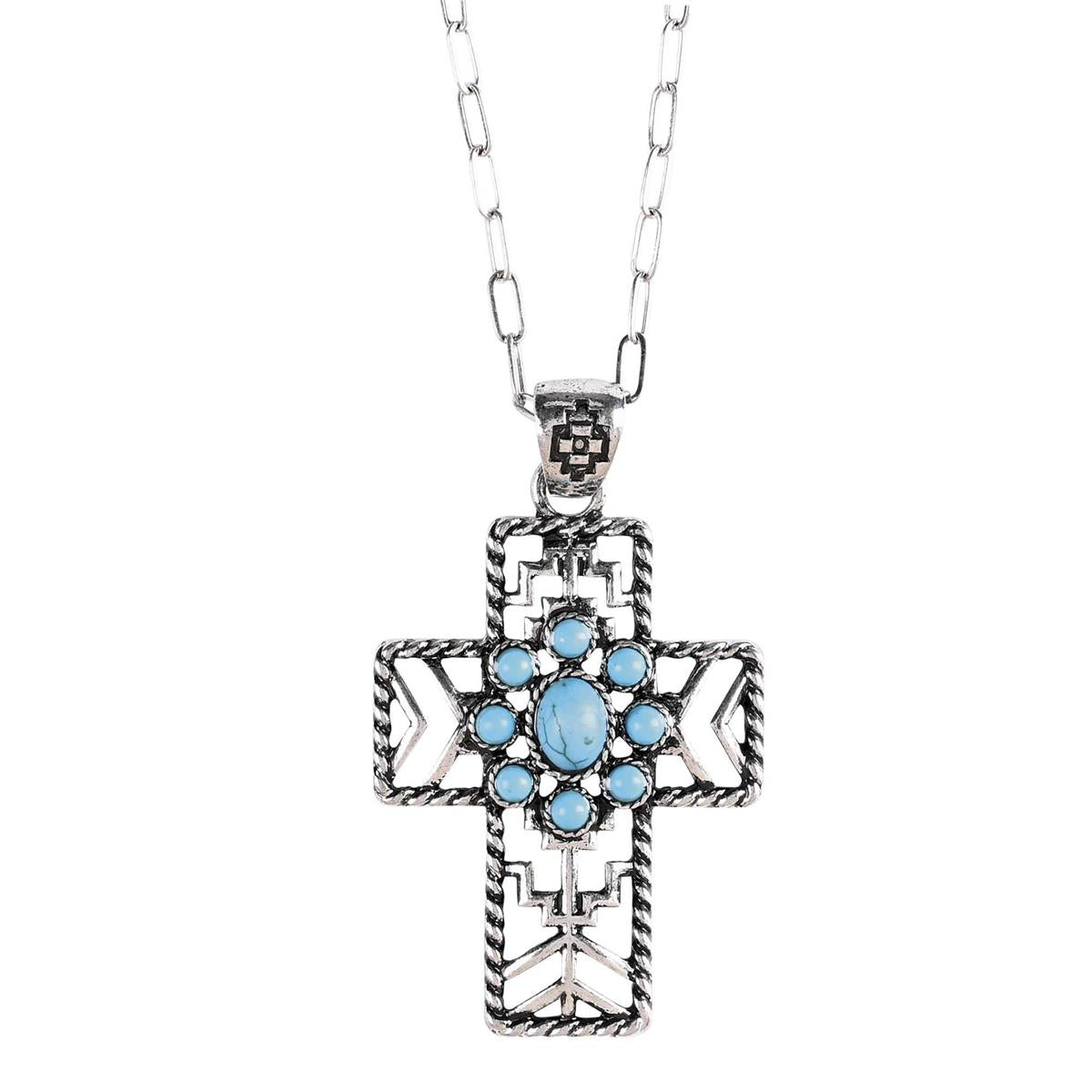 Necklace Turquoise Concho Cross 20L by Dicksons, product view 2