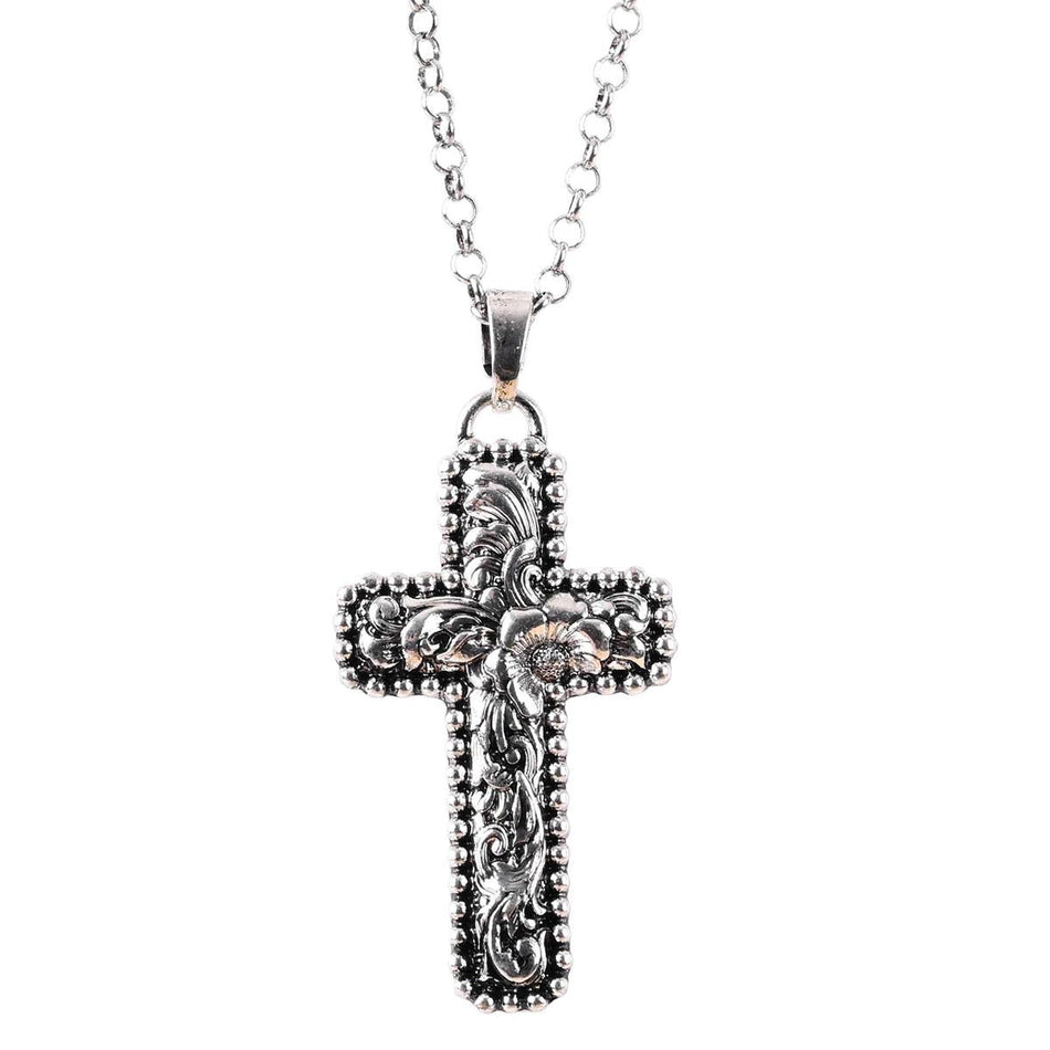 Necklace Filigree Floral Cross 21H by Dicksons