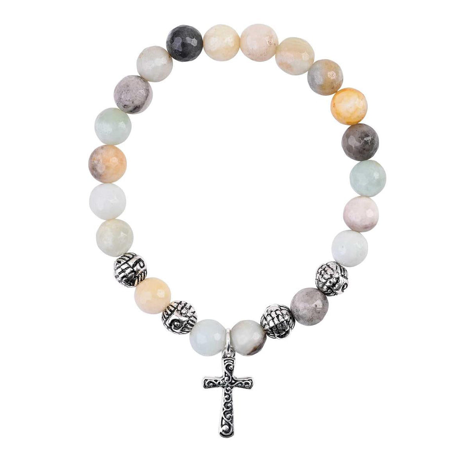 Bracelet Faceted Bead Stretch With Cross by Dicksons