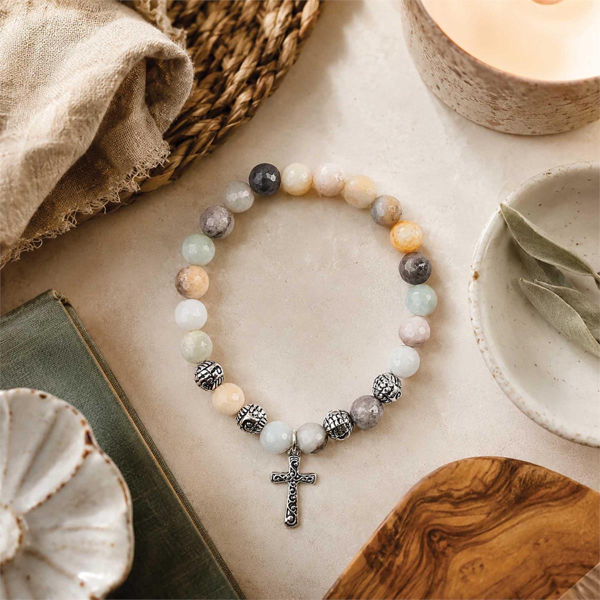 Bracelet Faceted Bead Stretch With Cross by Dicksons, product view 6