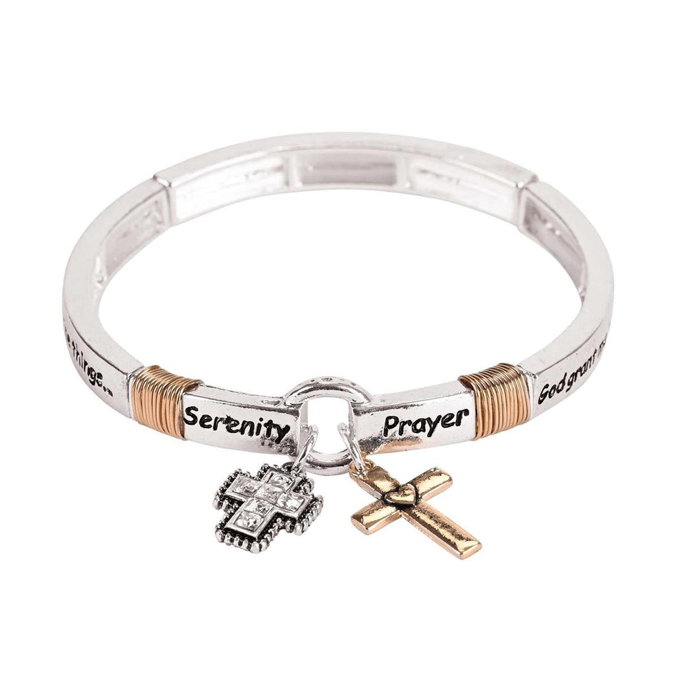 Bracelet Two Tone Serenity Prayer Cross by Dicksons