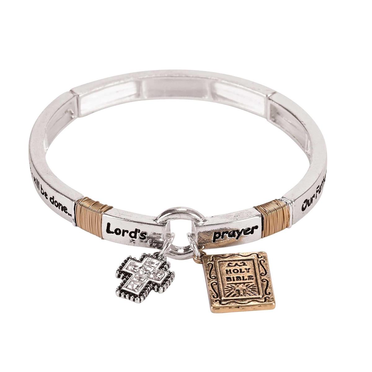 Bracelet Two Tone Lords Prayer Cross by Dicksons