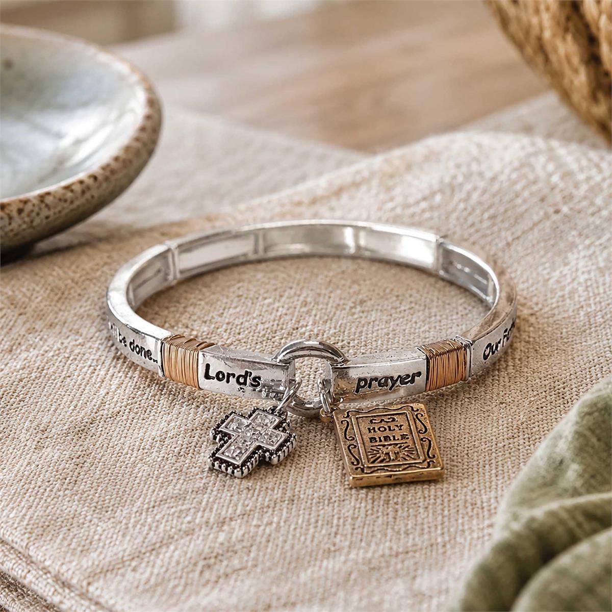 Bracelet Two Tone Lords Prayer Cross by Dicksons, product view 4