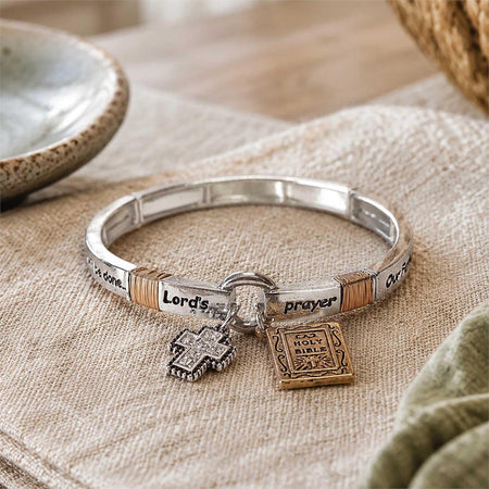 Bracelet Two Tone Lords Prayer Cross by Dicksons, product view 4