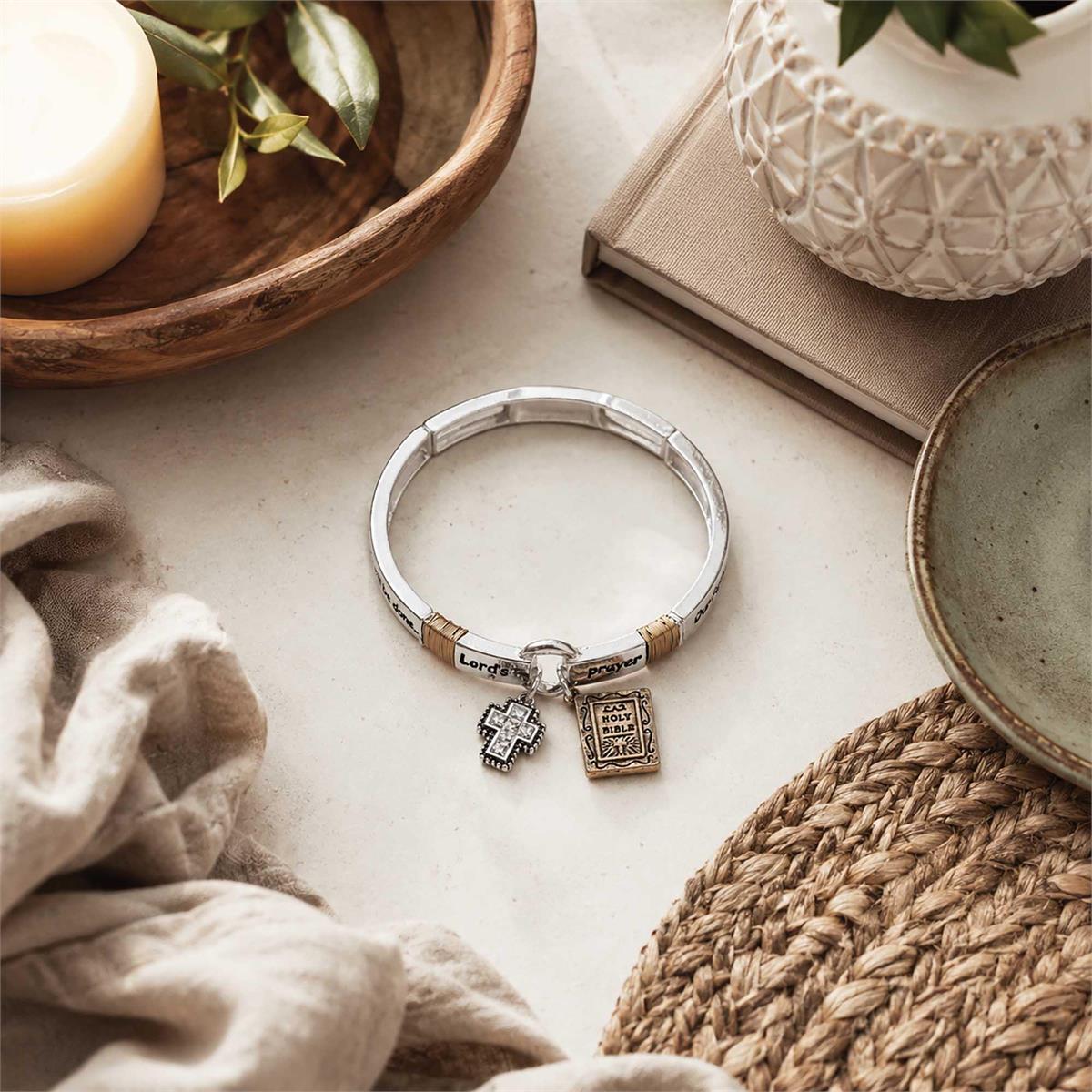 Bracelet Two Tone Lords Prayer Cross by Dicksons, product view 6