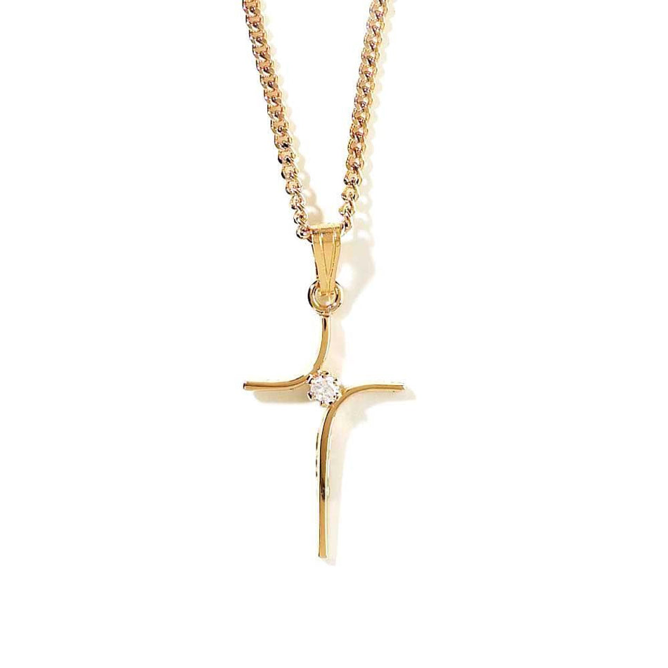 Necklace Gold Plated Floating Cross 18"-STN-DBX by Dicksons