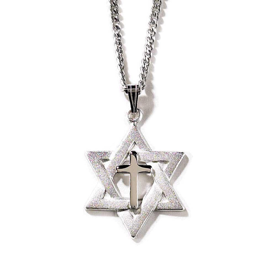 Star Of David Pendant Cross Necklace by Dicksons