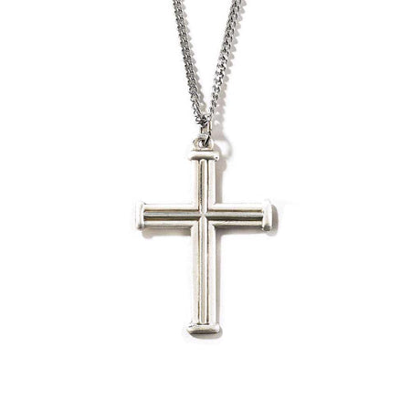 Necklace Silver Plated Double Satin Cross-large 24" by Dicksons