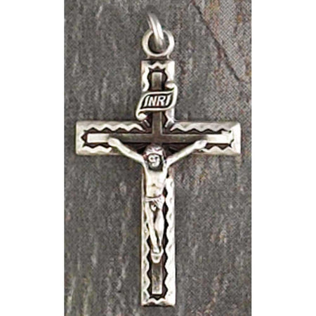 Silver Plated Cruc Black Epoxy Rib Cross 18" by Dicksons