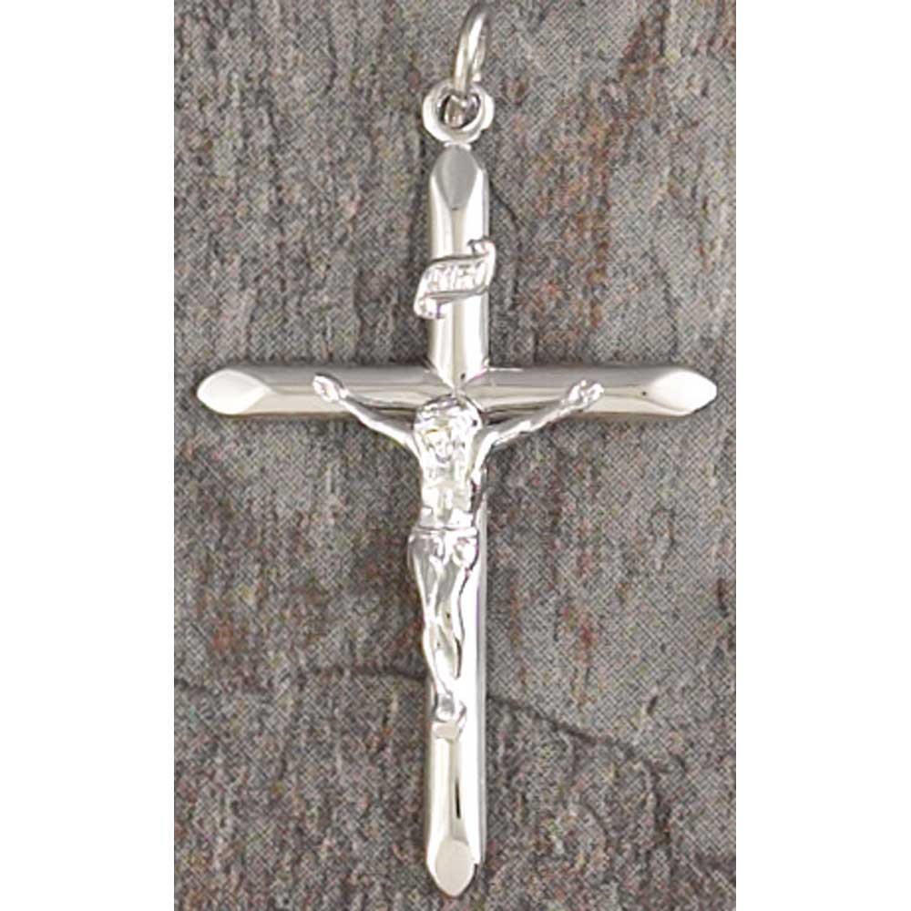 Necklace Large CRUC Silver Plated BAR CROSS 1-1/2" on 24"Ch by Dicksons