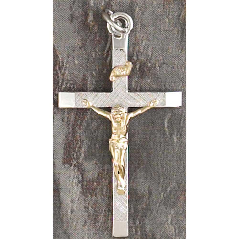 Necklace Large Cruc 2-T Silver Plated Etch Cross 24" by Dicksons