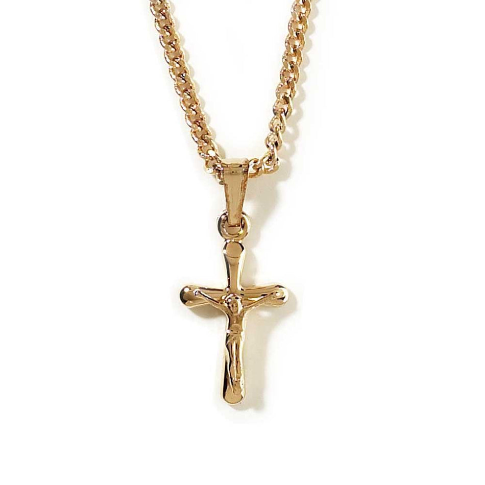 Necklace Small Crucifx Gold Rnd Cross 18" by Dicksons