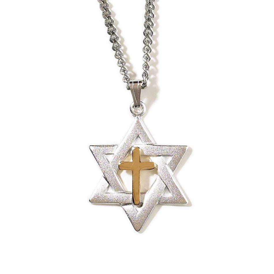 Necklace Star/david Silver Plated Star/gldplt Cross 18" by Dicksons