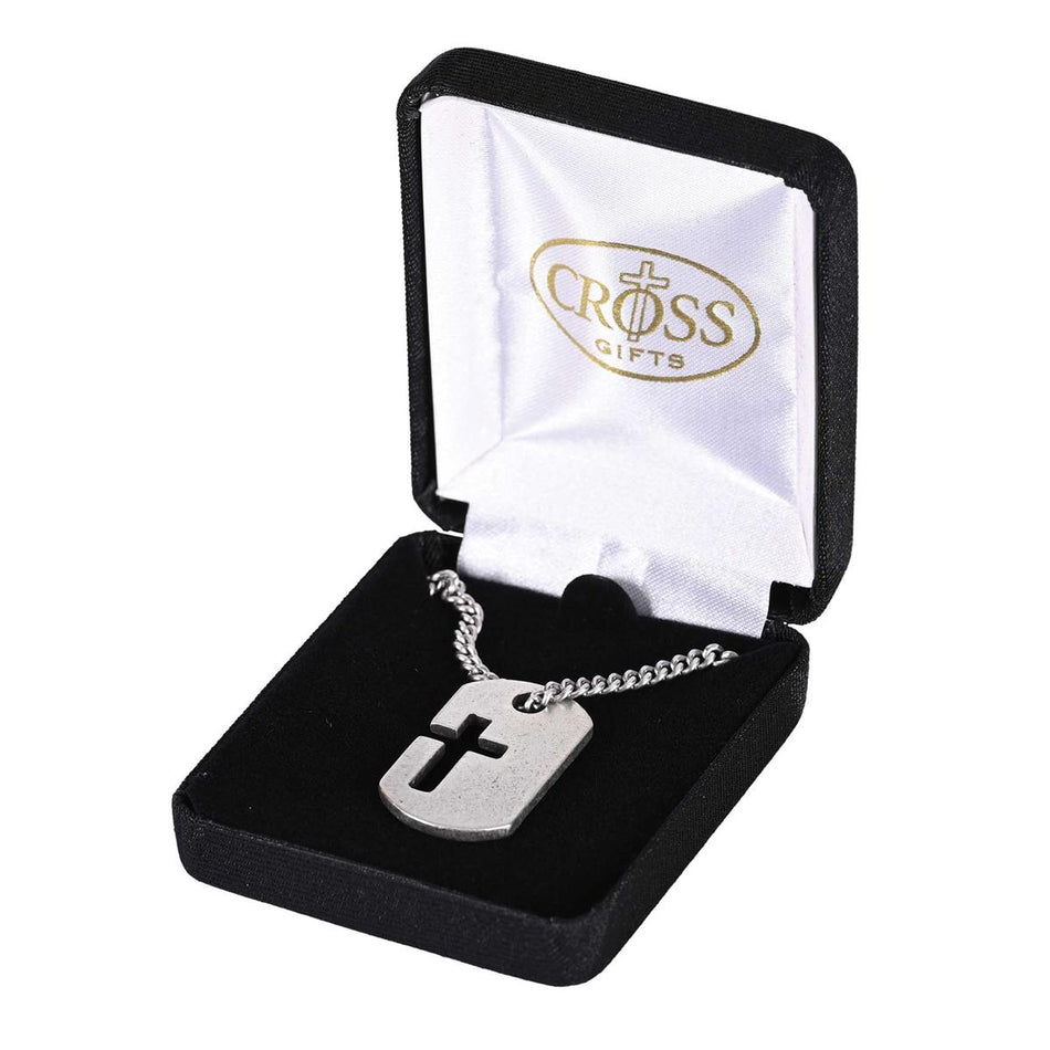 Necklace Dogtag Cross Pewter 24in Chain by Dicksons, product view 2