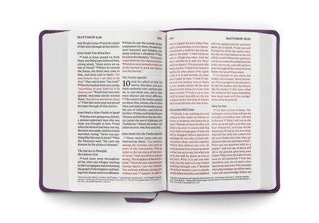 ESV Giant Print Personal Size Bible, Red Letter – Leather, TruTone®, Lavender, Ornament Design by Crossway, product view 2
