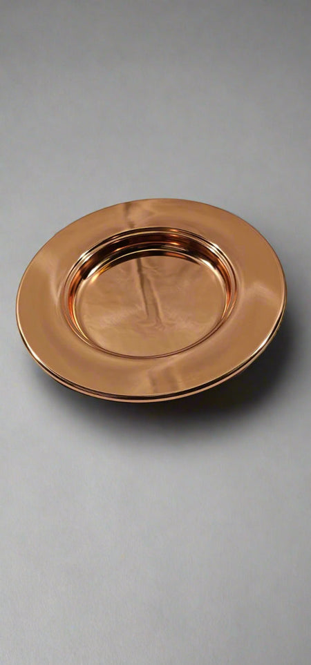 Bread Plate - Solid Copper by Artistic, one of the items in the Artistic Solid Copper Bread Plate Set: Bread Plate, Stacking Plate and Cover with Cross. A photograph of the assembled set is pending.