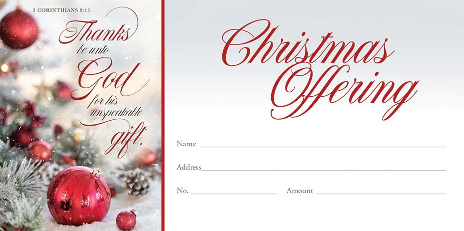 Christmas – Thanks Be Unto God – 2 Cor 9:15 – Pkg 100 – Offering Envelope by Anchor Christian Distributors