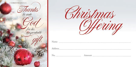Christmas – Thanks Be Unto God – 2 Cor 9:15 – Pkg 100 – Offering Envelope by Anchor Christian Distributors