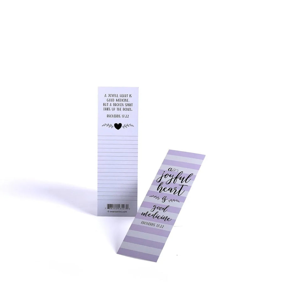 A Joyful Heart Proverbs 17:22 Bookmarks with Notes - Pack of 25 by Swanson Christian Products