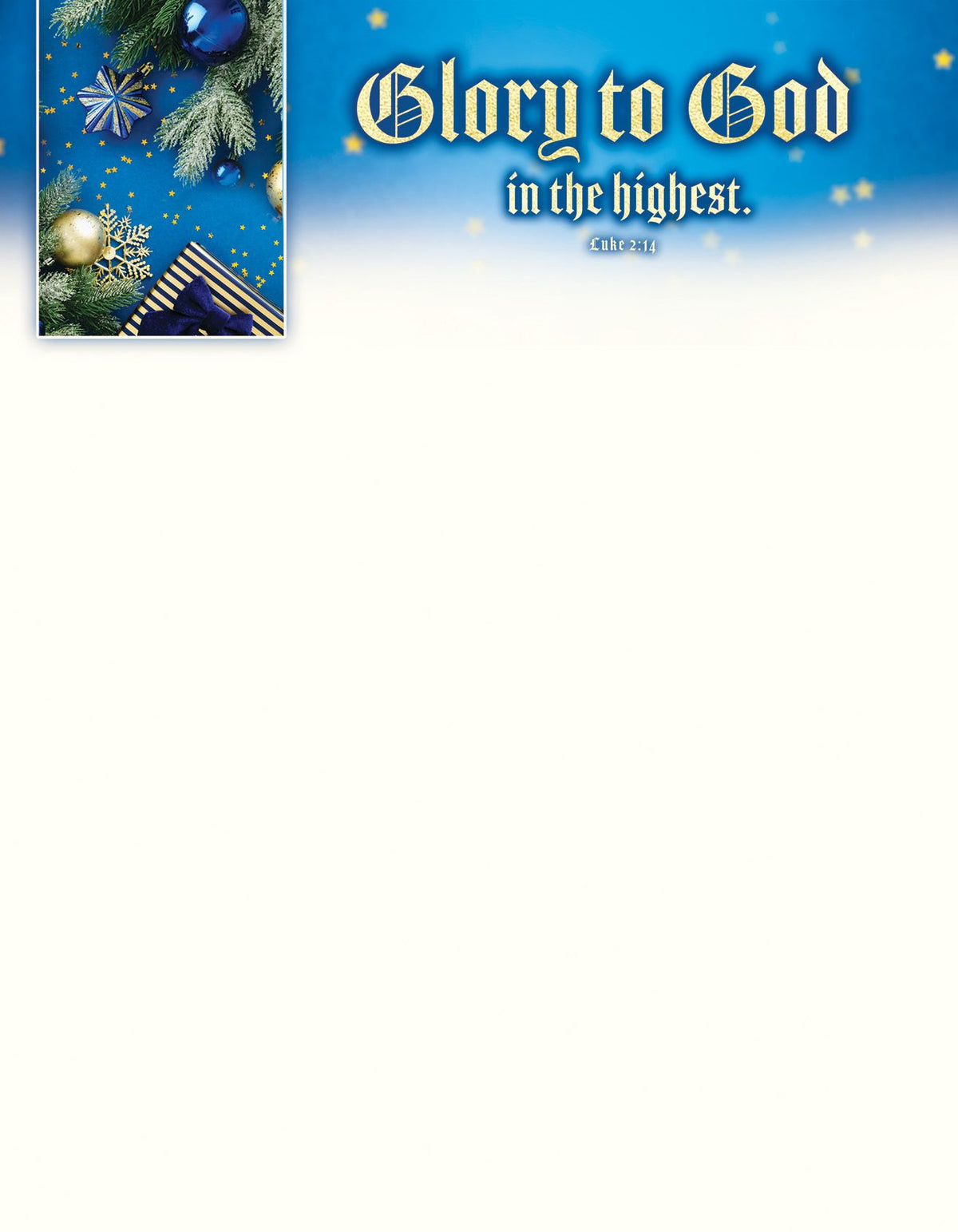 Christmas—Glory to God in the highest; Luke 2:14—Pkg 100—Letterhead by Anchor Christian Distributors