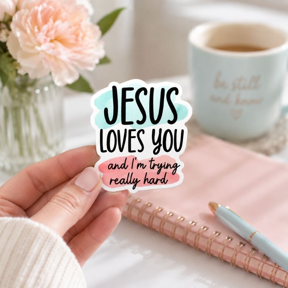 STICKER VINYL JESUS LOVES YOU PK5