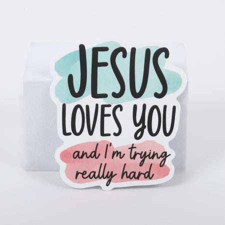 STICKER VINYL JESUS LOVES YOU PK5