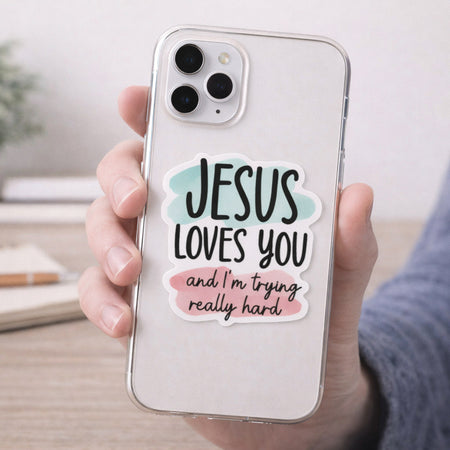 STICKER VINYL JESUS LOVES YOU PK5