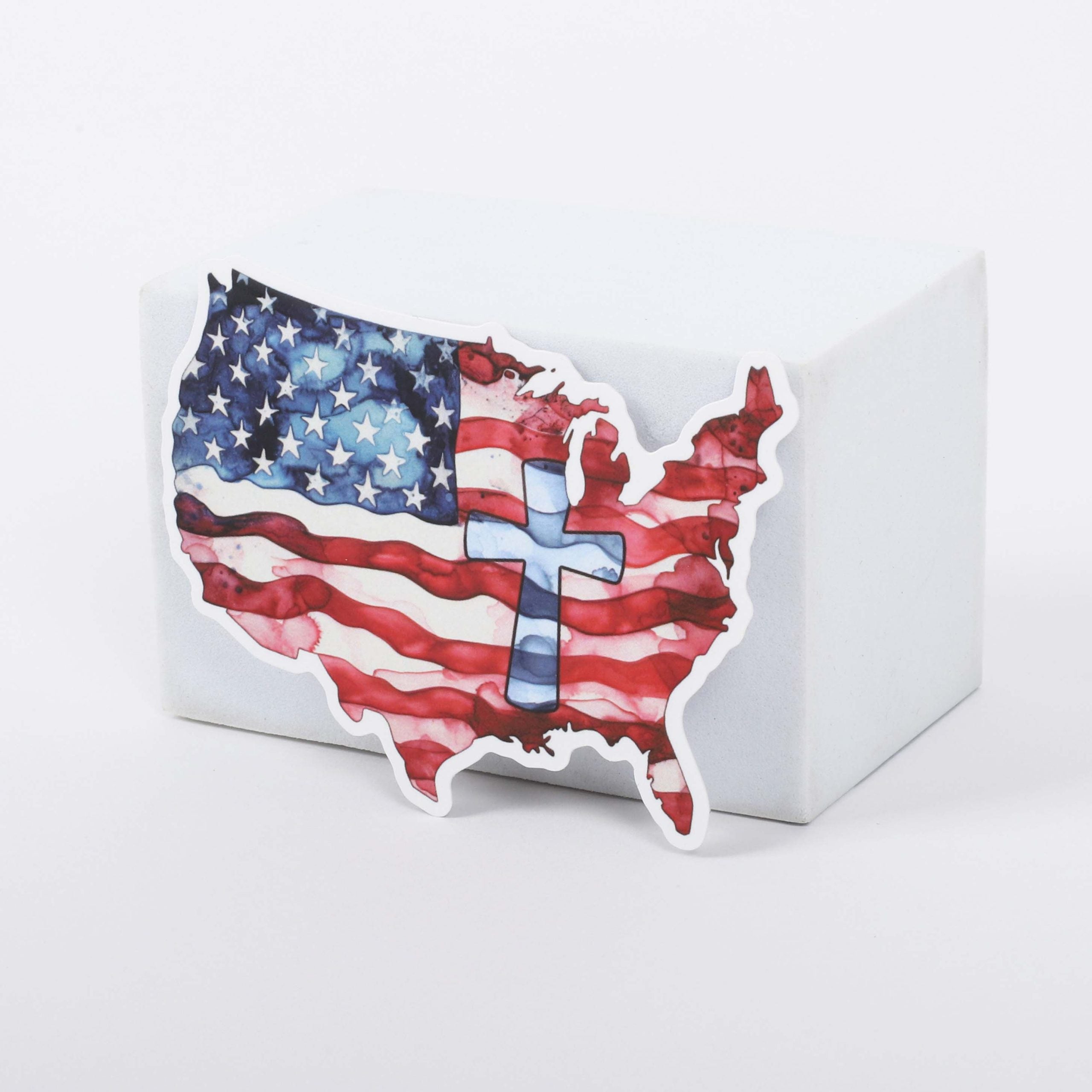 STICKER VINYL WATERCOLOR AMERICAN FLAG PK5