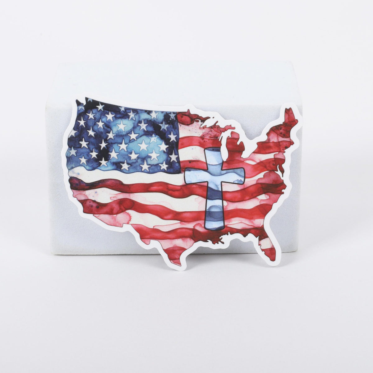 STICKER VINYL WATERCOLOR AMERICAN FLAG PK5