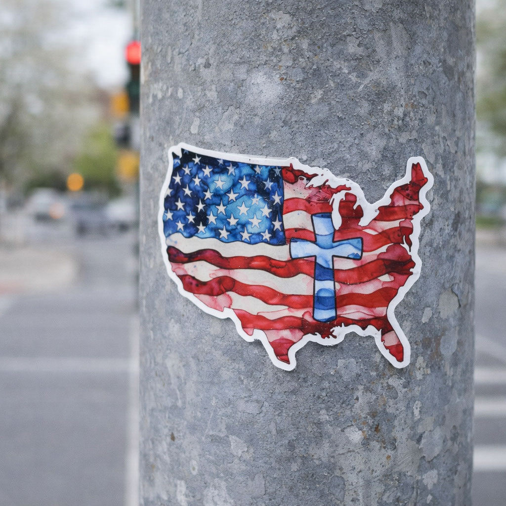 STICKER VINYL WATERCOLOR AMERICAN FLAG PK5
