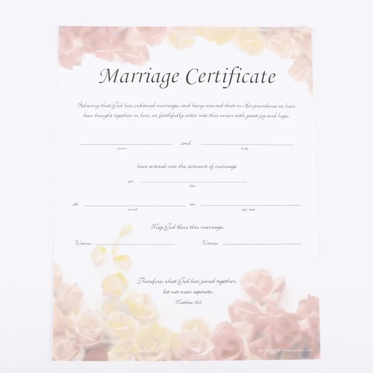 Certificate Of Marriage – Roses – Pk6