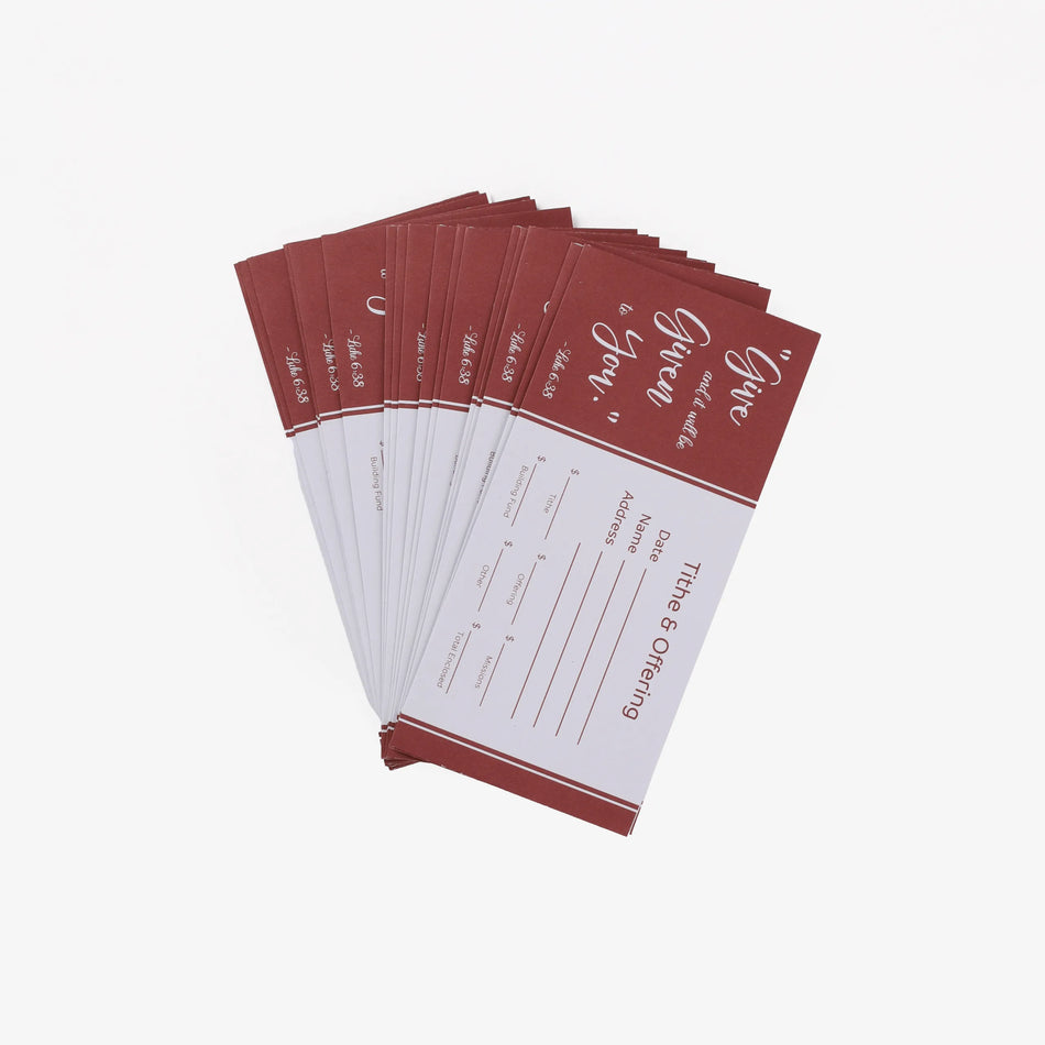 Church Offering Envelope for Tithe and Offering - 100 Count - Red and White Verse Luke 6:38, product view 2