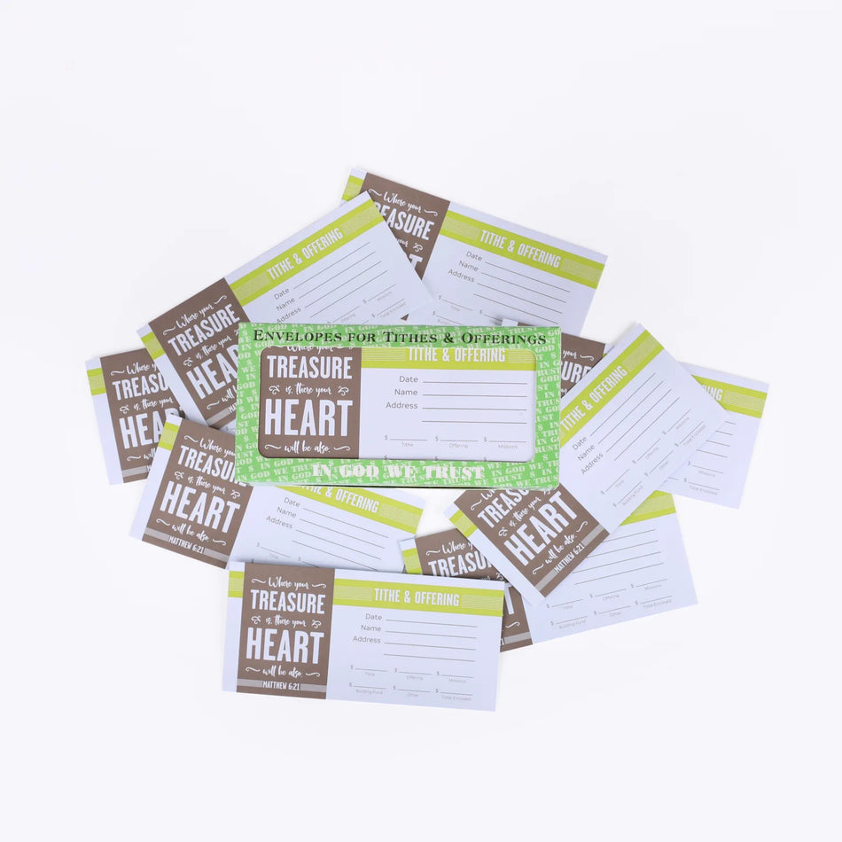 Envelope for Tithe and Offering – 100 Count – Matthew 6:21