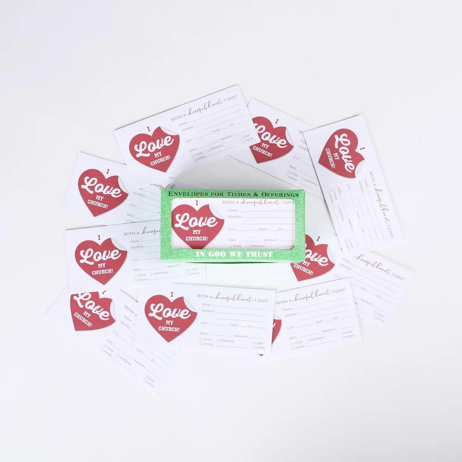 Envelope for Tithe and Offering – I Love My Church – 100 Ct.