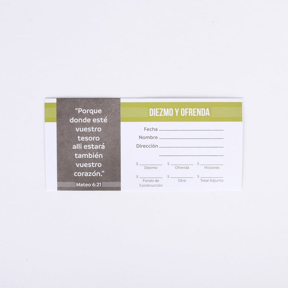 Spanish Envelope for Tithe and Offering - Treasure Matthew 6:21 - 100 Ct. by Swanson Christian Products, product view 2