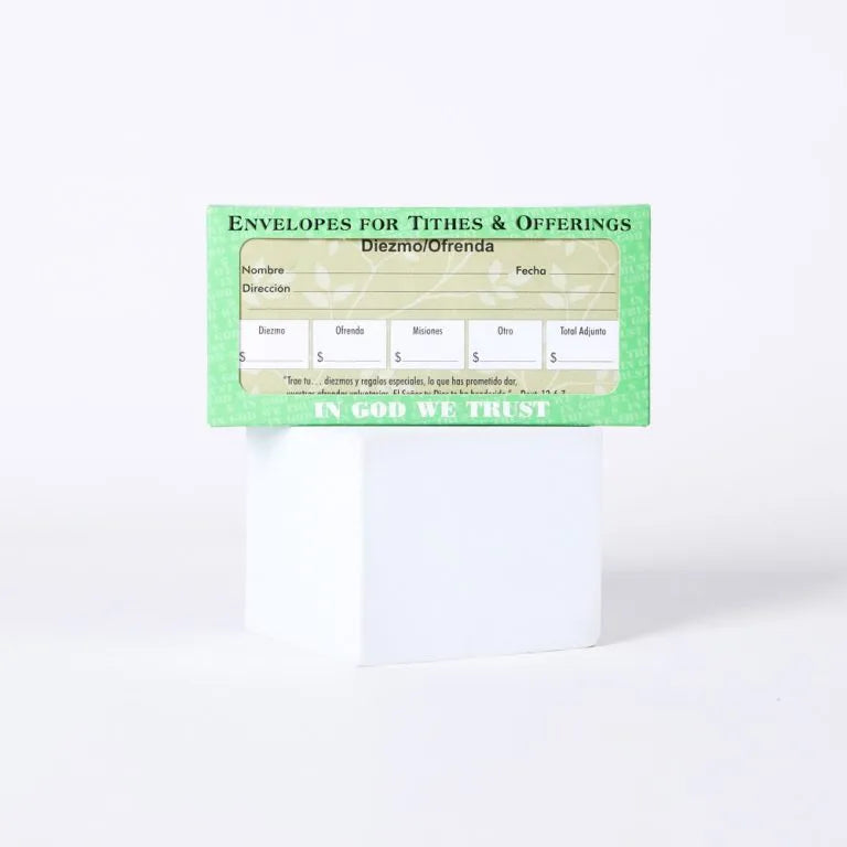 Spanish Envelope for Tithe and Offering – Deuteronomy 12:6-7 Green – 100 Ct.