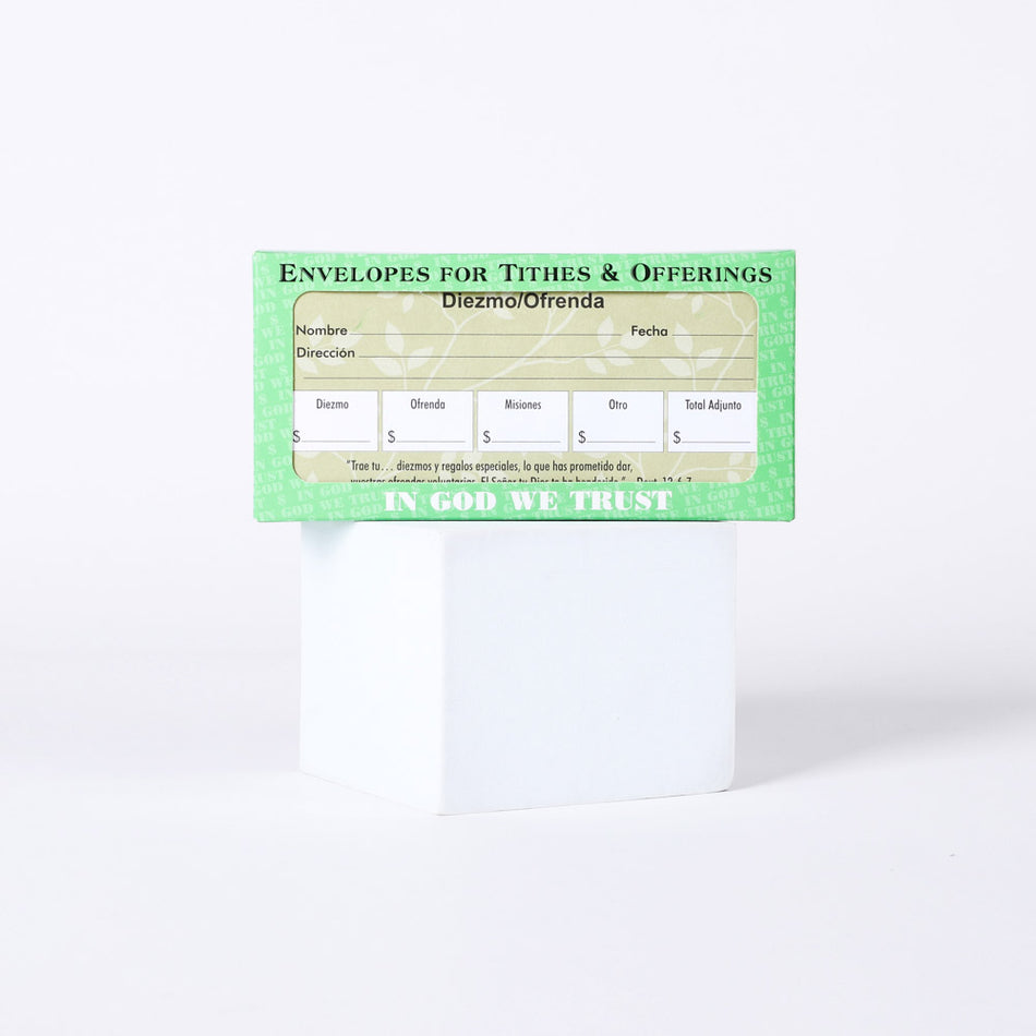 Spanish Envelope for Tithe and Offering - Deuteronomy 12:6-7 Green - 100 Ct. by Swanson Christian Products