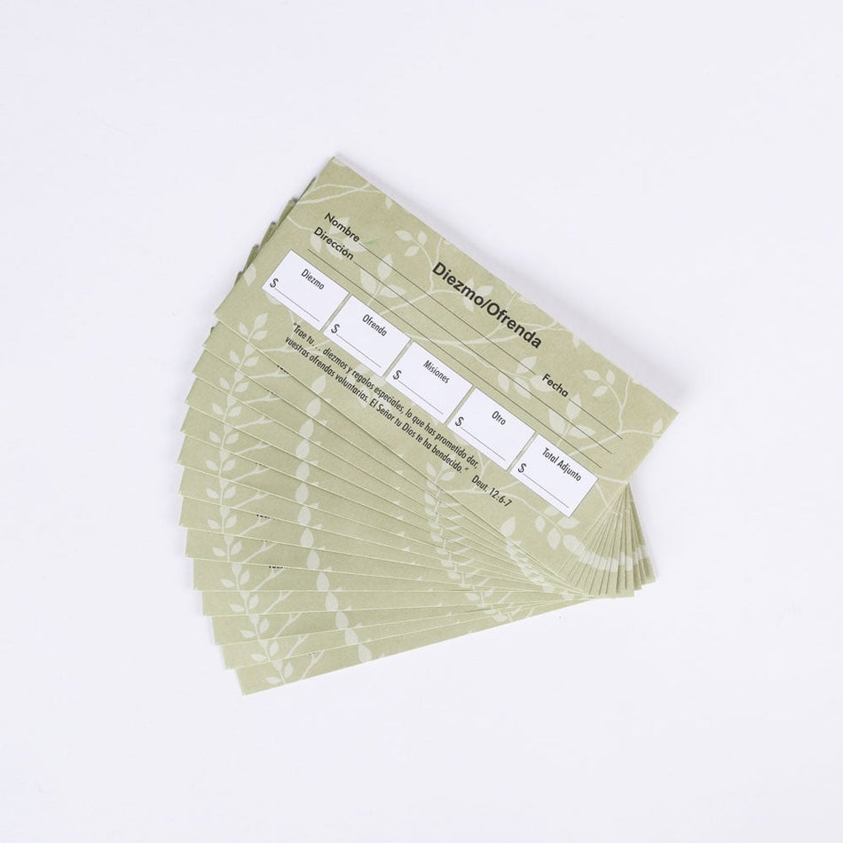 Spanish Envelope for Tithe and Offering - Deuteronomy 12:6-7 Green - 100 Ct. by Swanson Christian Products, product view 2