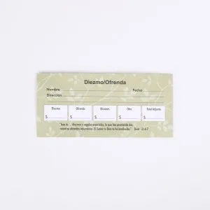 Spanish Envelope for Tithe and Offering – Deuteronomy 12:6-7 Green – 100 Ct.