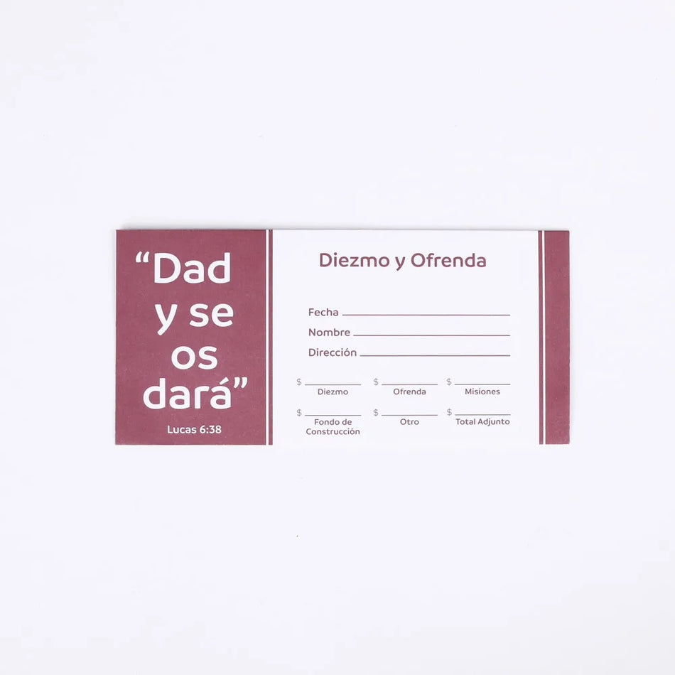 Spanish Envelope for Tithe and Offering – Give and it will be Given – 100 Ct.