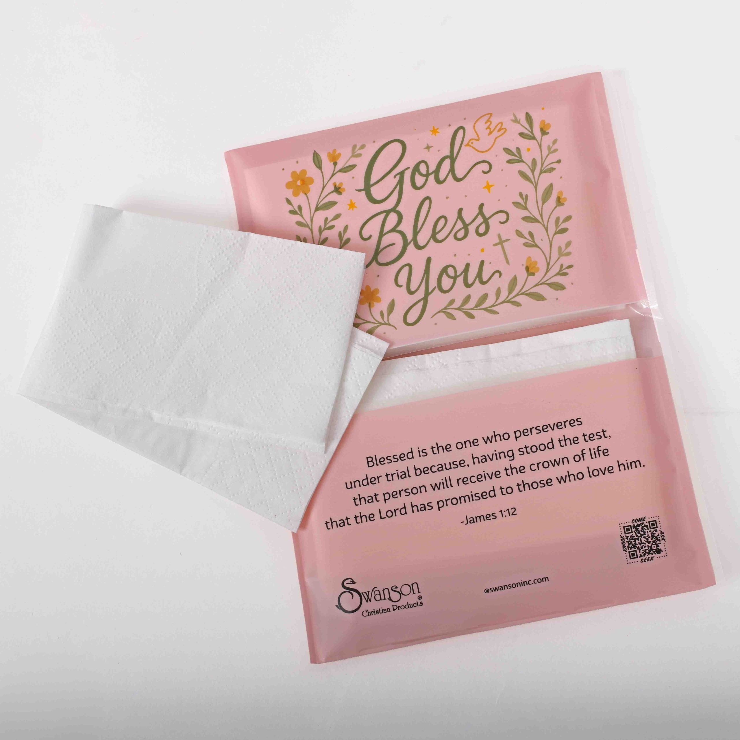 TISSUE GOD BLESS YOU DOVE & CROSS PK12