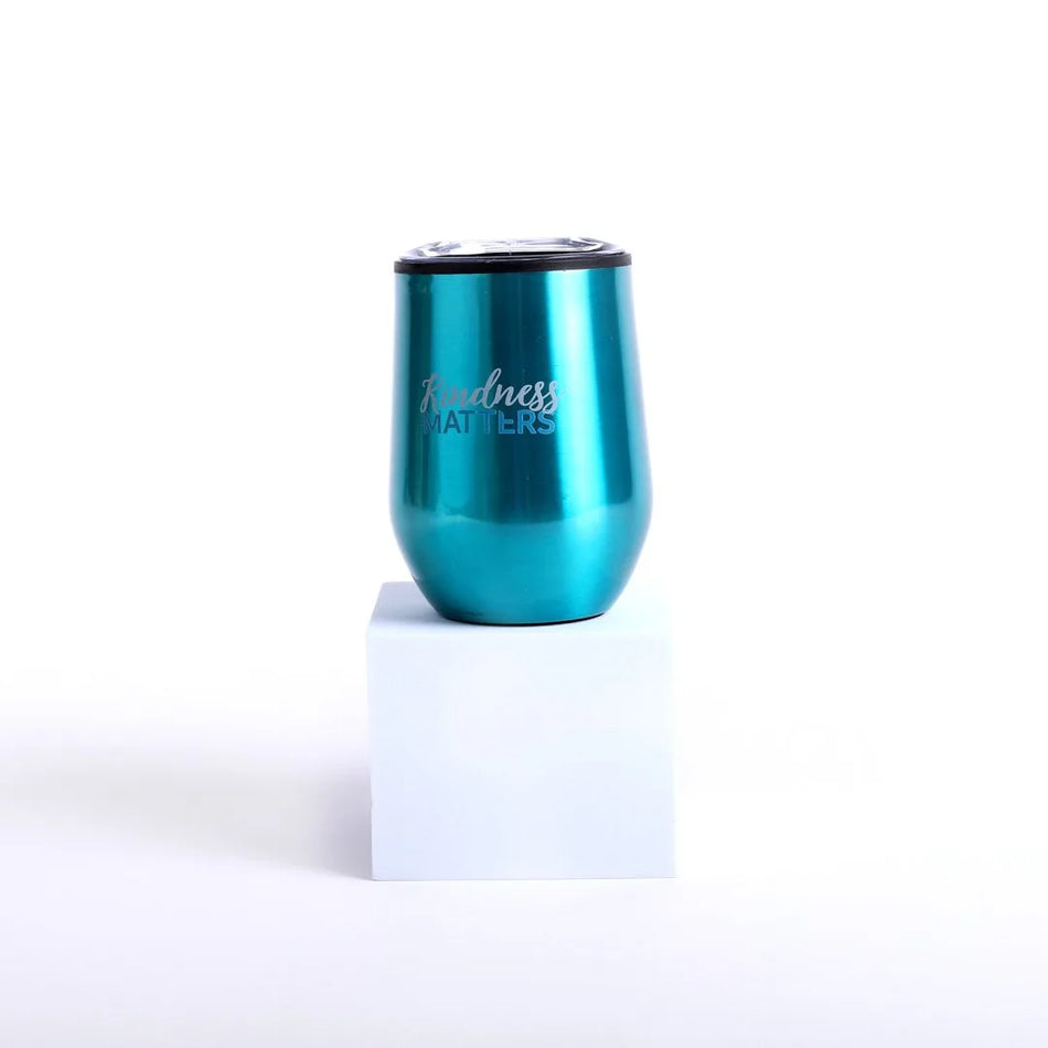 Mug Tumbler Stainless Steel Kindness Teal 12 Oz