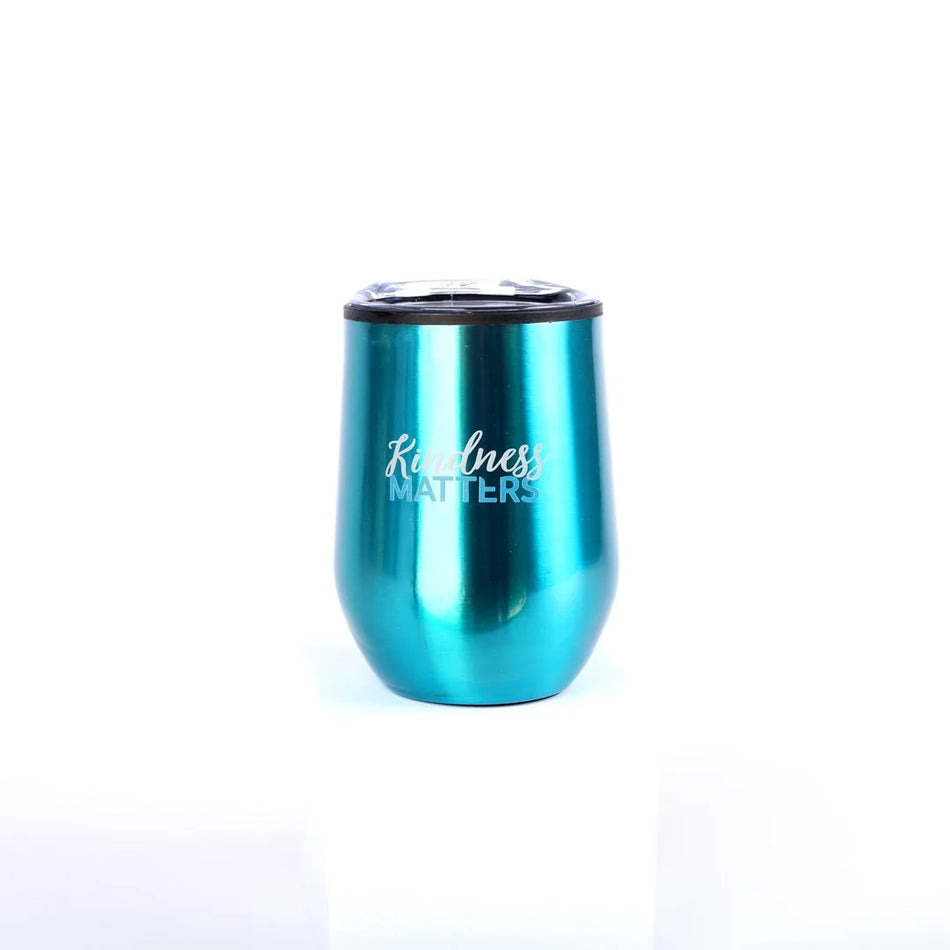 Mug Tumbler Stainless Steel Kindness Teal 12 Oz