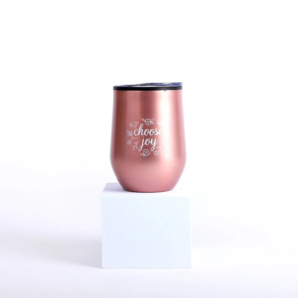 12Oz Stainless Steel Rose Gold Mug Tumbler “Choose Joy”