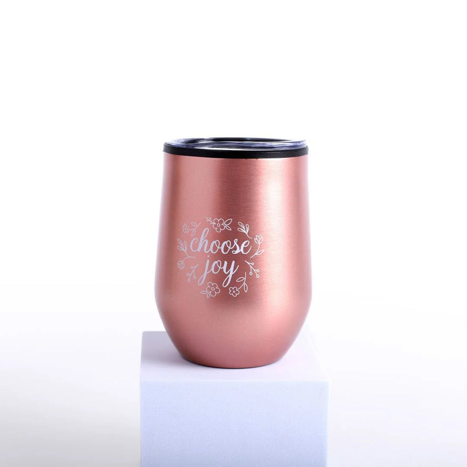 12Oz Stainless Steel Rose Gold Mug Tumbler “Choose Joy”