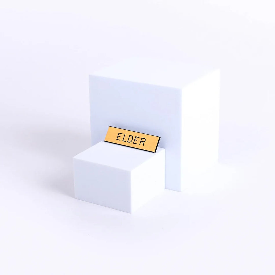 Badge Engraved Elder Gold Safety Catch