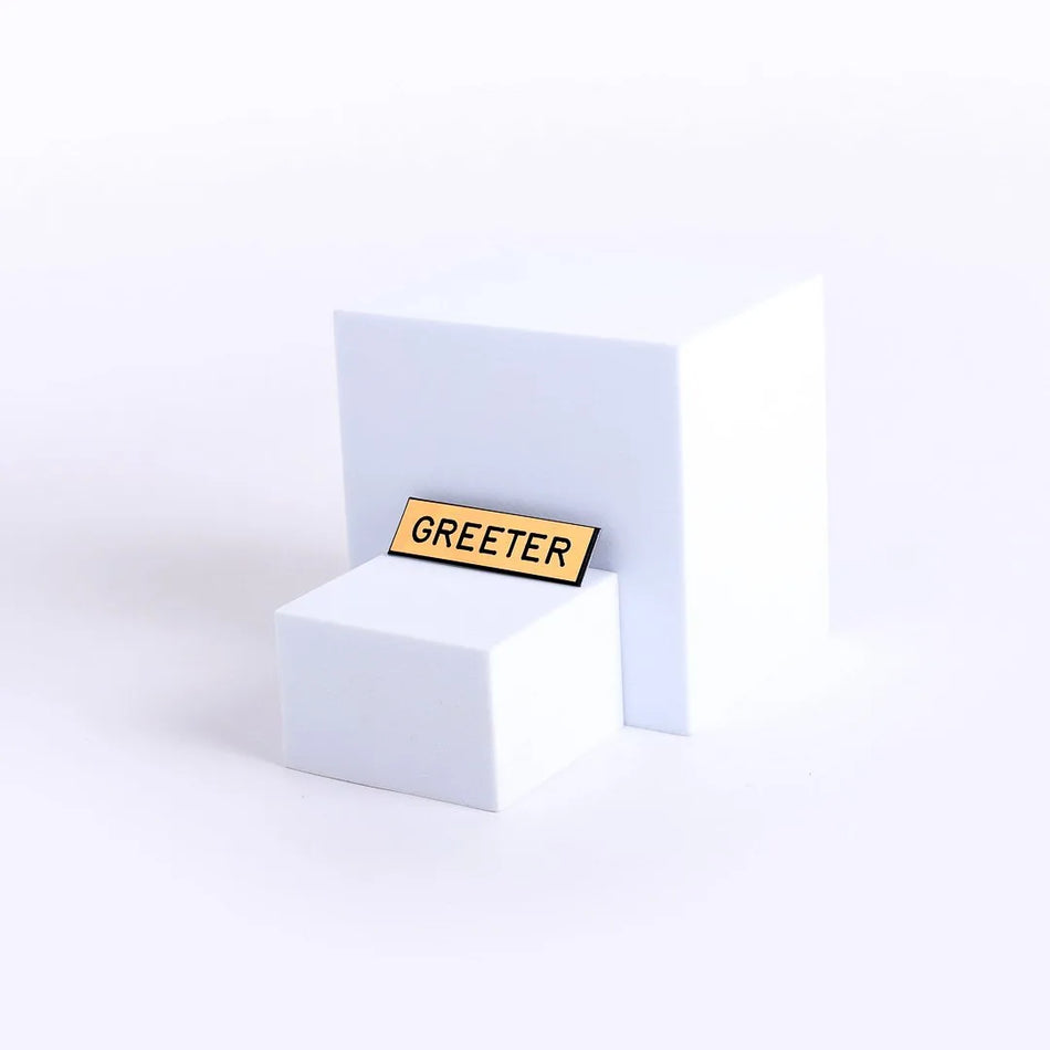Badge Engraved Greeter Gold Safety Catch