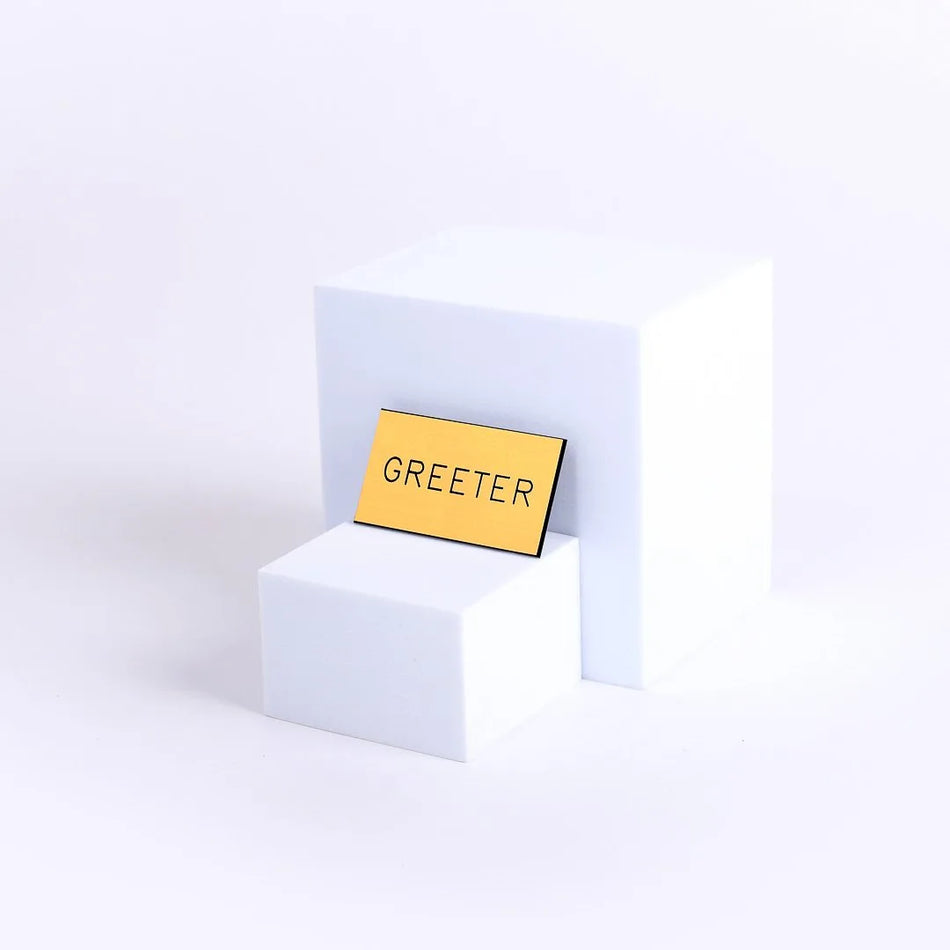 Badge Engraved Greeter Gold Magnetic Back